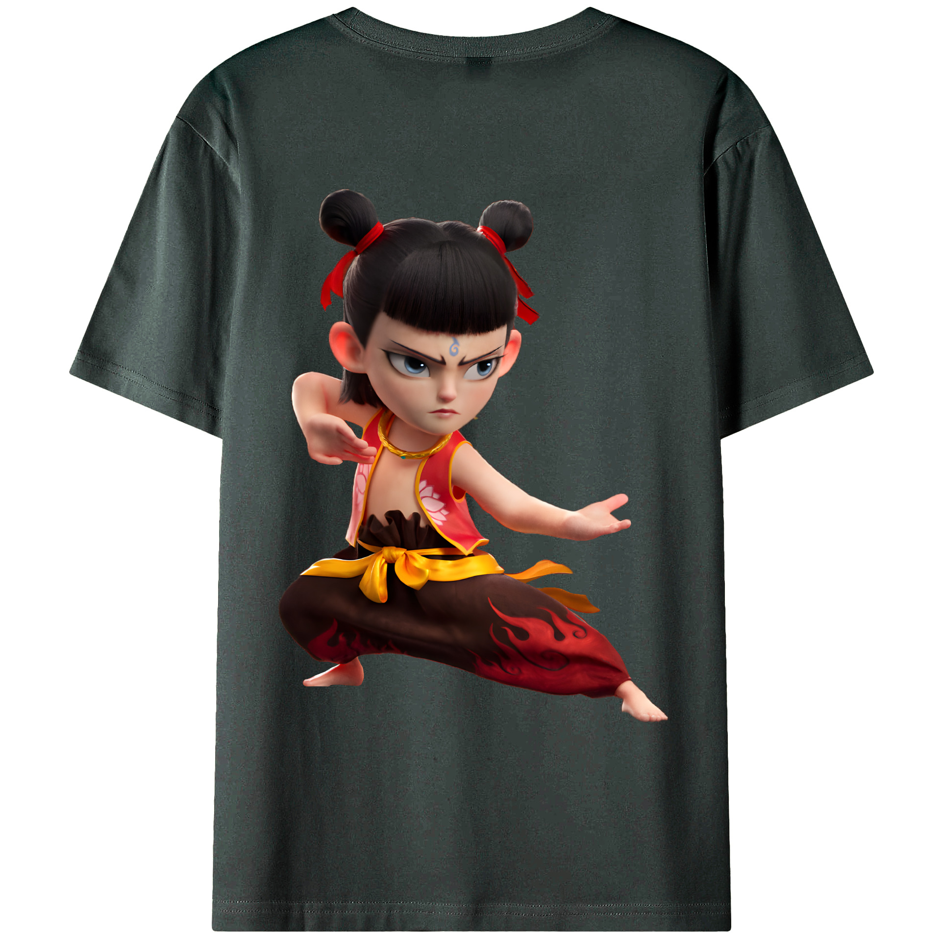 （画像用） Ne Zha 2 ナタ 魔童の大暴れ 綿100％ メンズ半袖Tシャツ（バックプリント） 通気性